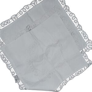 EXQUISITE CROCHET LACE & CUTWORK WHITE COTTON SQUARE EURO PILLOW SHAMS, PAIR-2!